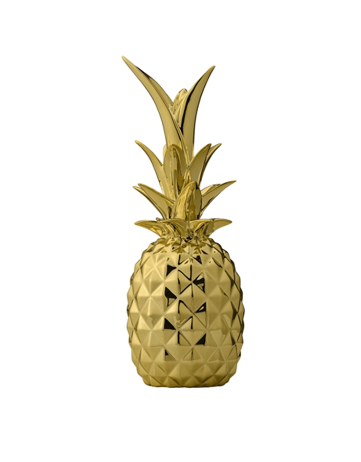 Deco Pineapple, Gold, Stoneware