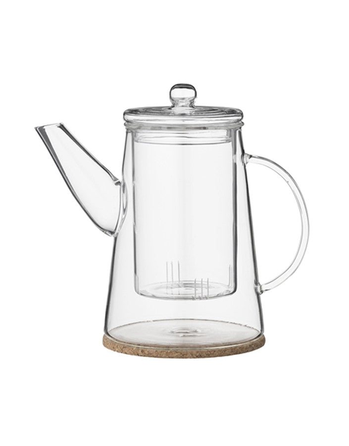 Glass Teapot w/cork coaster, 900 ml, Double Glass