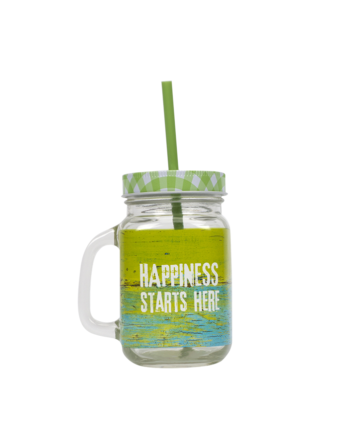Happiness Starts Drinking Jar