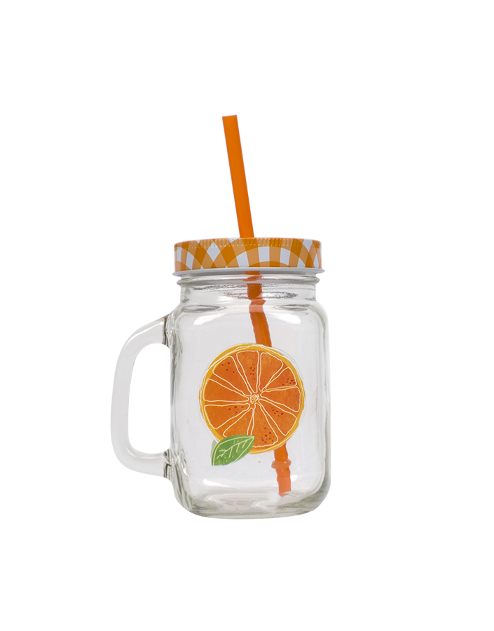 Orange Drinking Jar